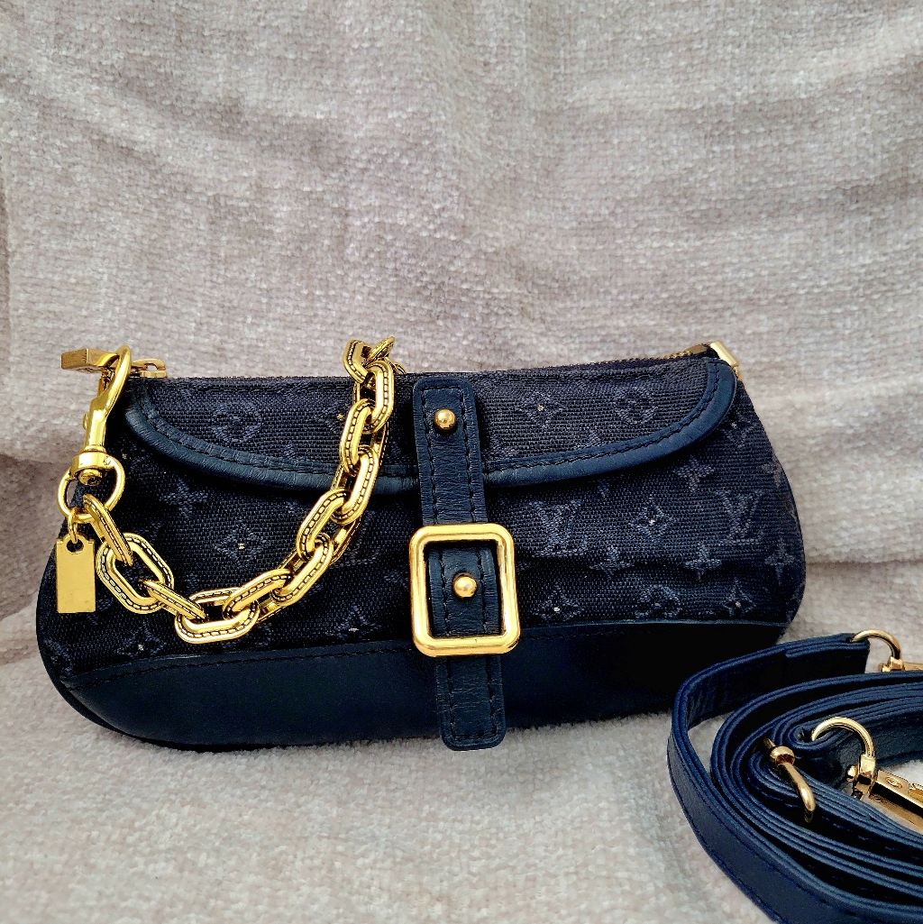 Louis Vuitton Navy Denim Pochette Crossbody Pouch Neverfull Speedy